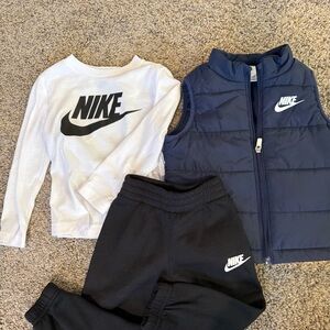 Nike White Shirt, Black Pants, and Blue Vest Set